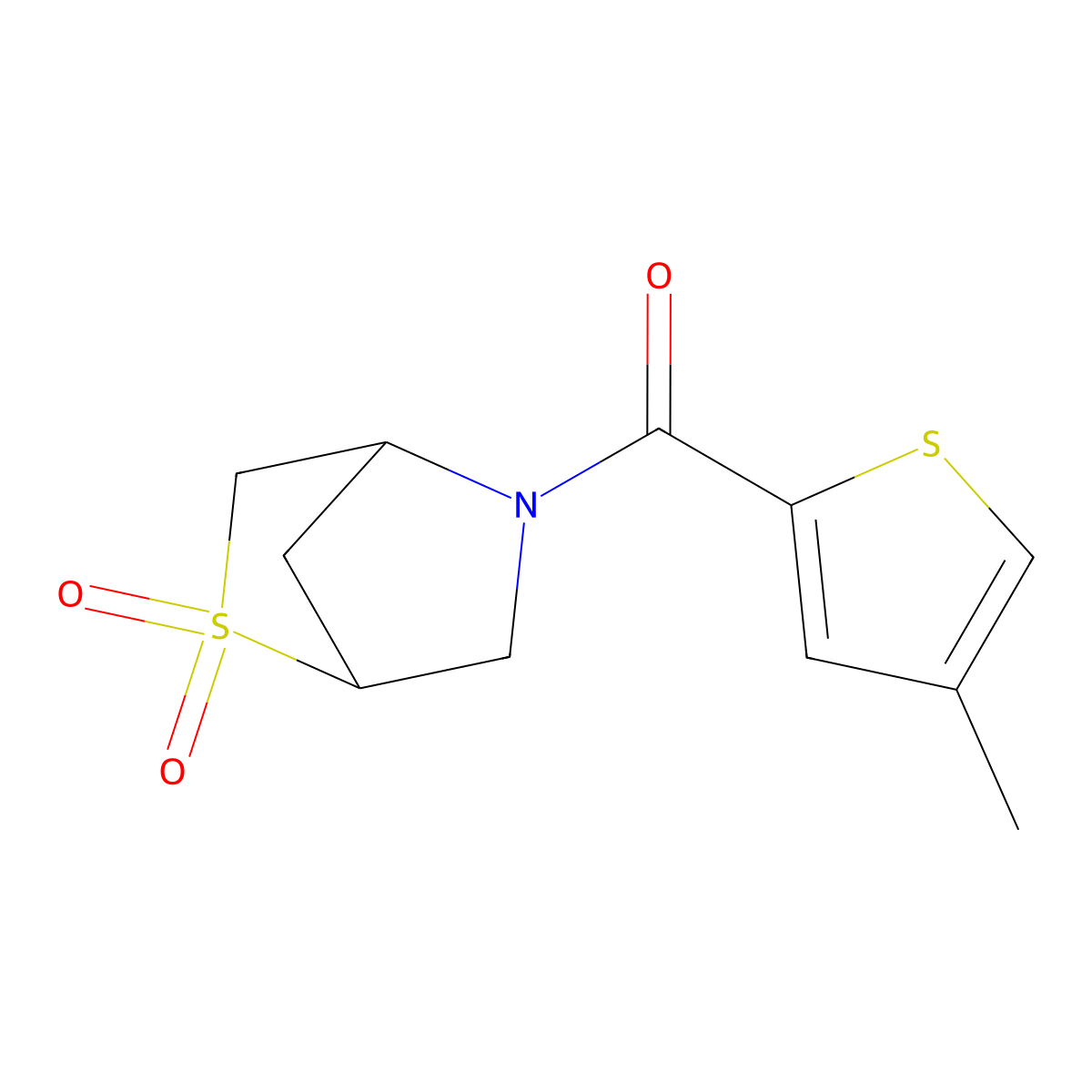 (2,2-Dioxido-2-thia-5-azabicyclo[2.2.1]heptan-5-yl)(4-methylthiophen-2-yl)methanone molecular structure, CAS 2097926-00-4