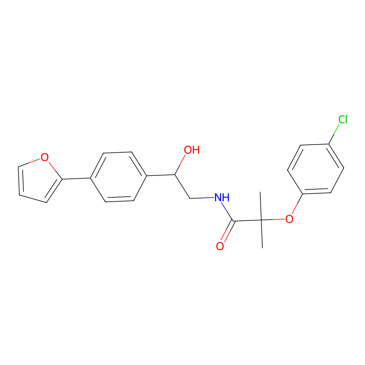 2-(4-chlorophenoxy)-N-{2-[4-(furan-2-yl)phenyl]-2-hydroxyethyl}-2-methylpropanamide molecular structure, CAS 2097926-01-5