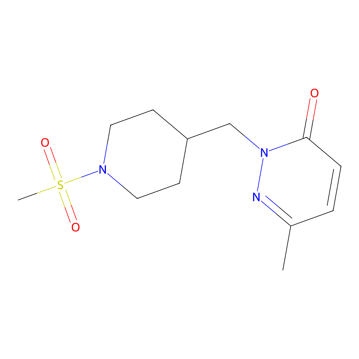 2-[(1-Methanesulfonylpiperidin-4-yl)methyl]-6-methyl-2,3-dihydropyridazin-3-one molecular structure, CAS 2097926-02-6
