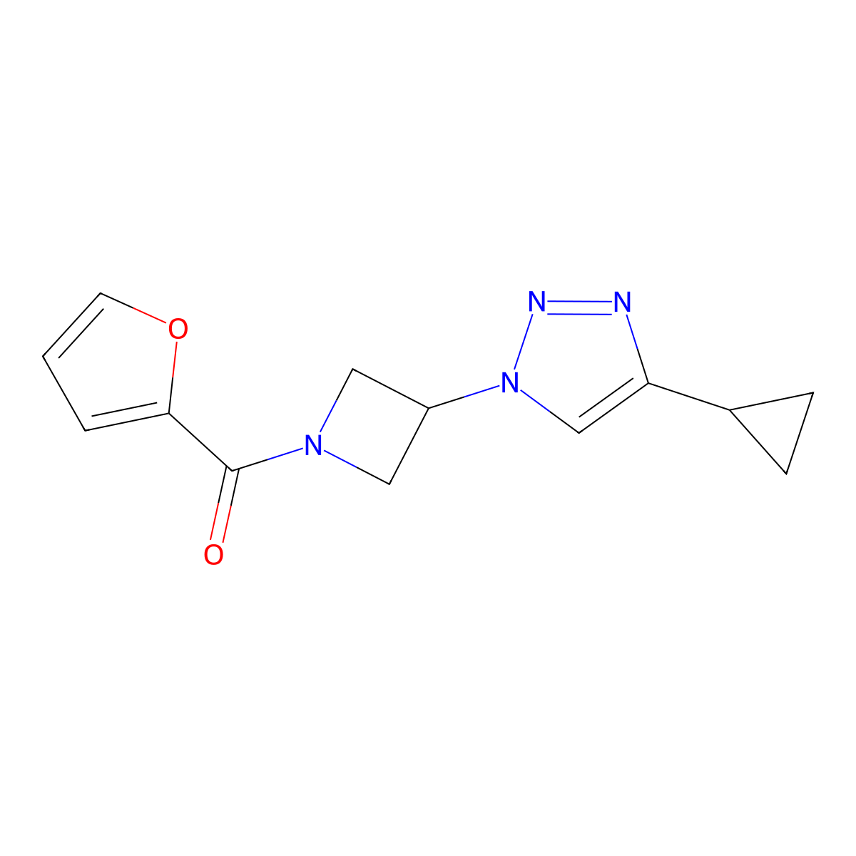 4-cyclopropyl-1-[1-(furan-2-carbonyl)azetidin-3-yl]-1H-1,2,3-triazole molecular structure, CAS 2097926-04-8