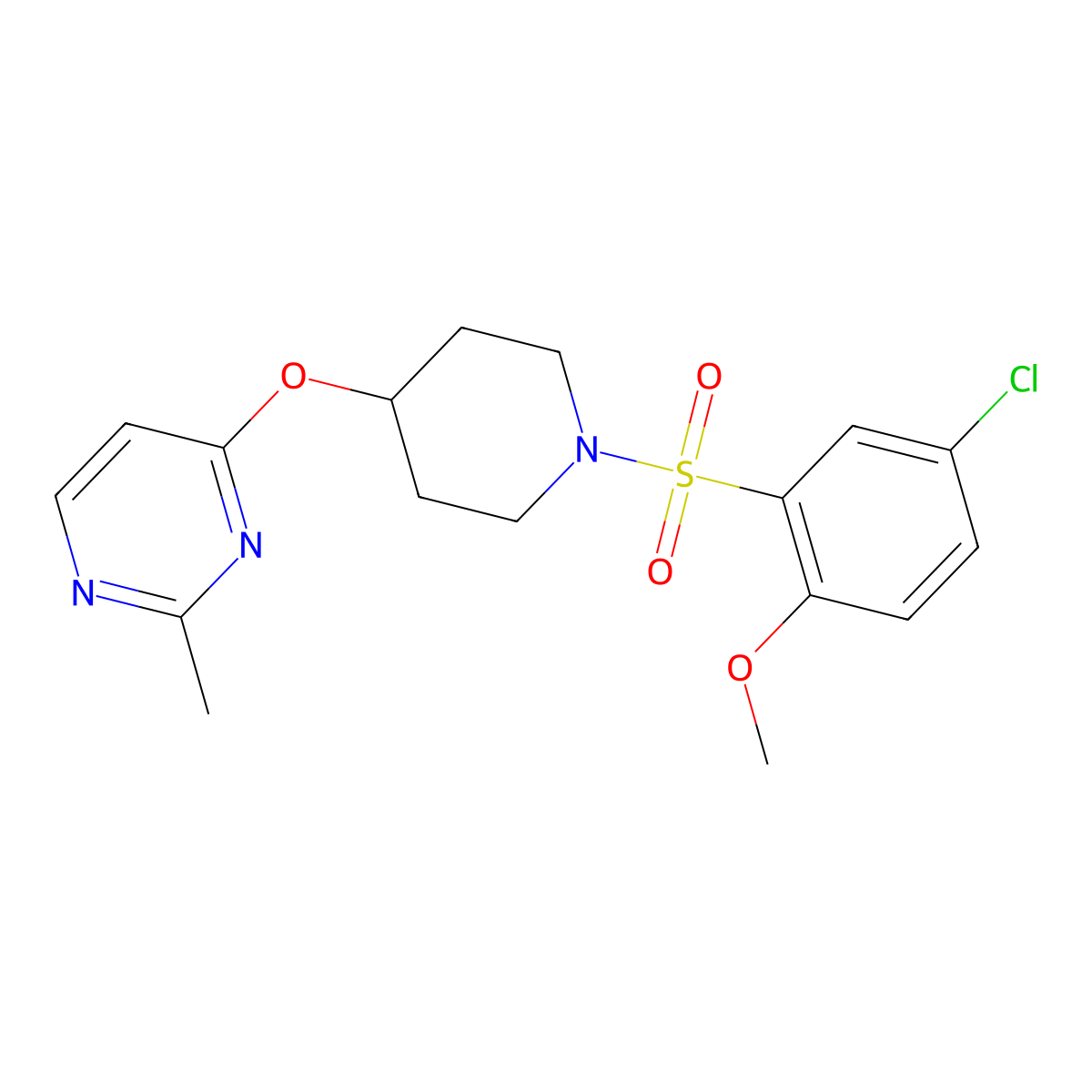 4-((1-((5-Chloro-2-methoxyphenyl)sulfonyl)piperidin-4-yl)oxy)-2-methylpyrimidine molecular structure, CAS 2097926-24-2