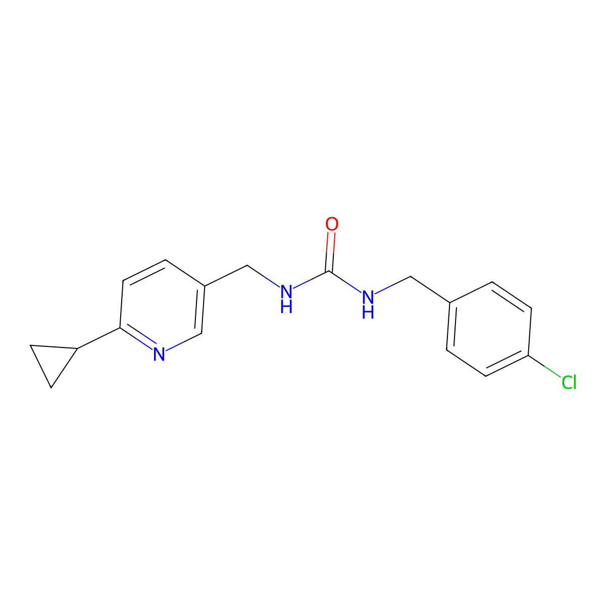 1-[(4-Chlorophenyl)methyl]-3-[(6-cyclopropylpyridin-3-yl)methyl]urea molecular structure, CAS 2097926-26-4