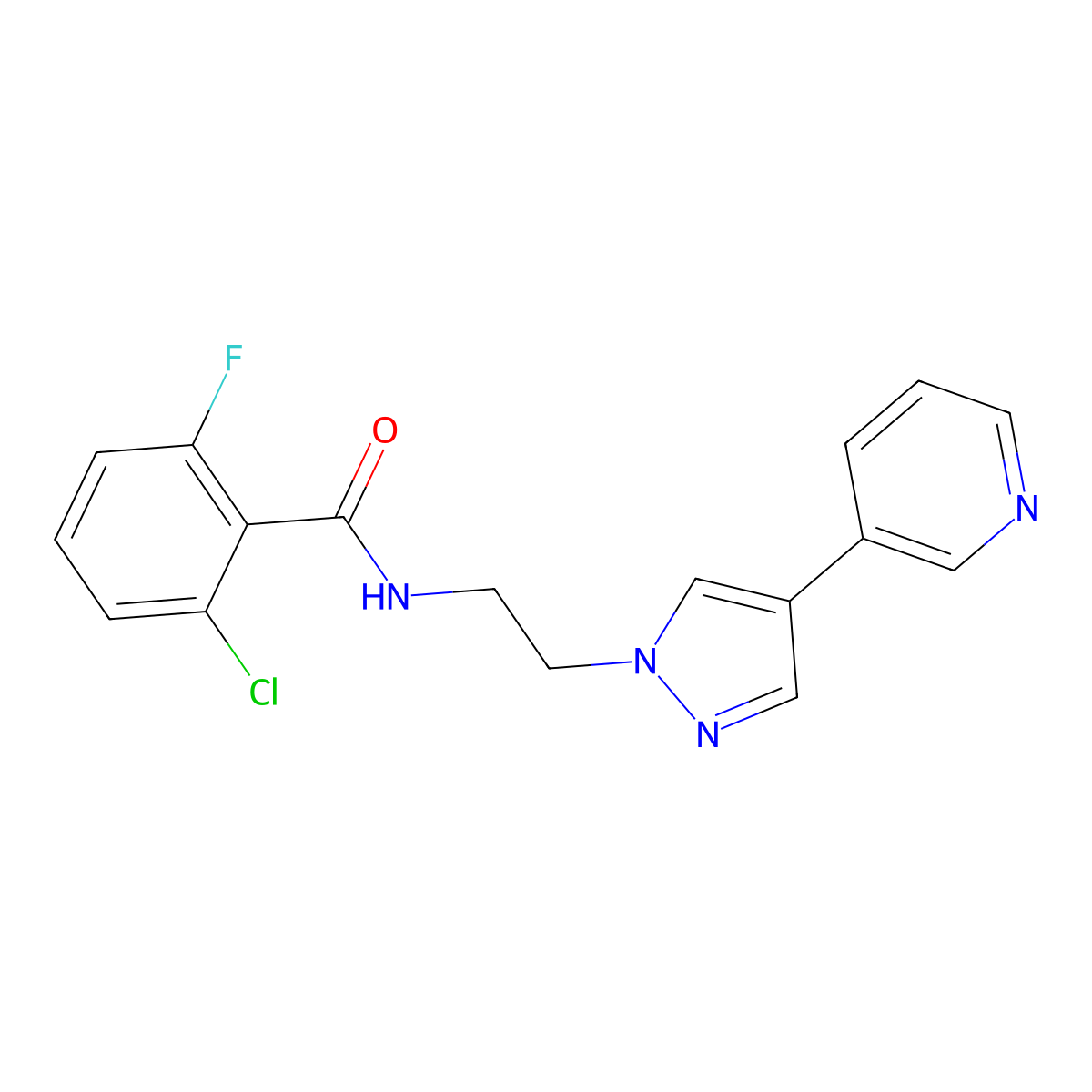 2-chloro-6-fluoro-N-{2-[4-(pyridin-3-yl)-1H-pyrazol-1-yl]ethyl}benzamide molecular structure, CAS 2097926-28-6