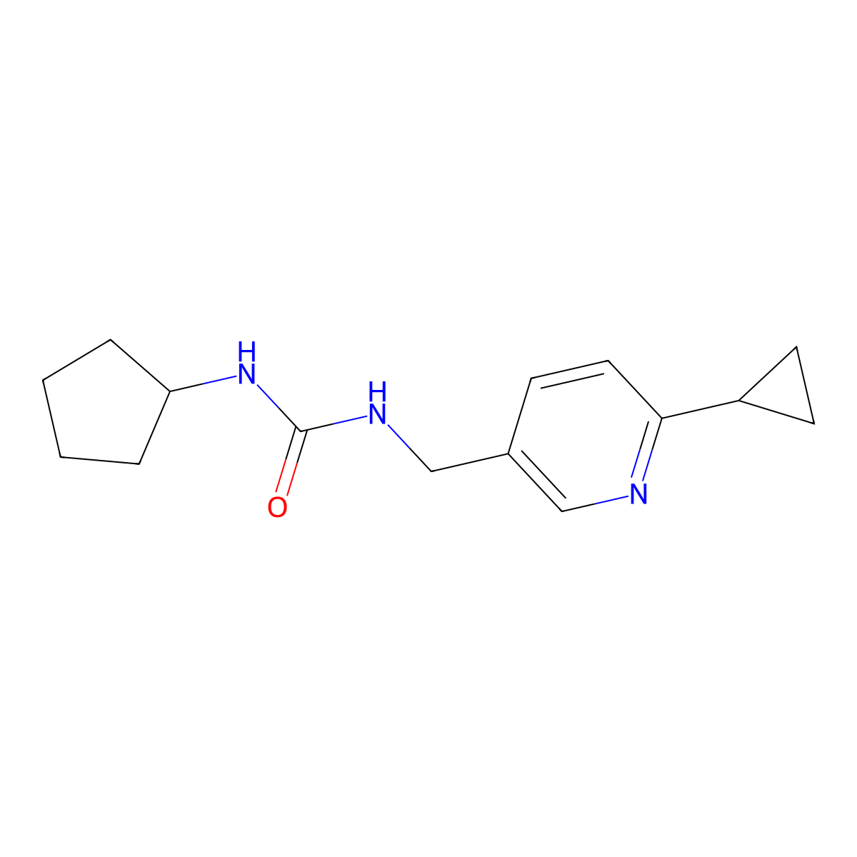 3-Cyclopentyl-1-[(6-cyclopropylpyridin-3-yl)methyl]urea molecular structure, CAS 2097926-33-3