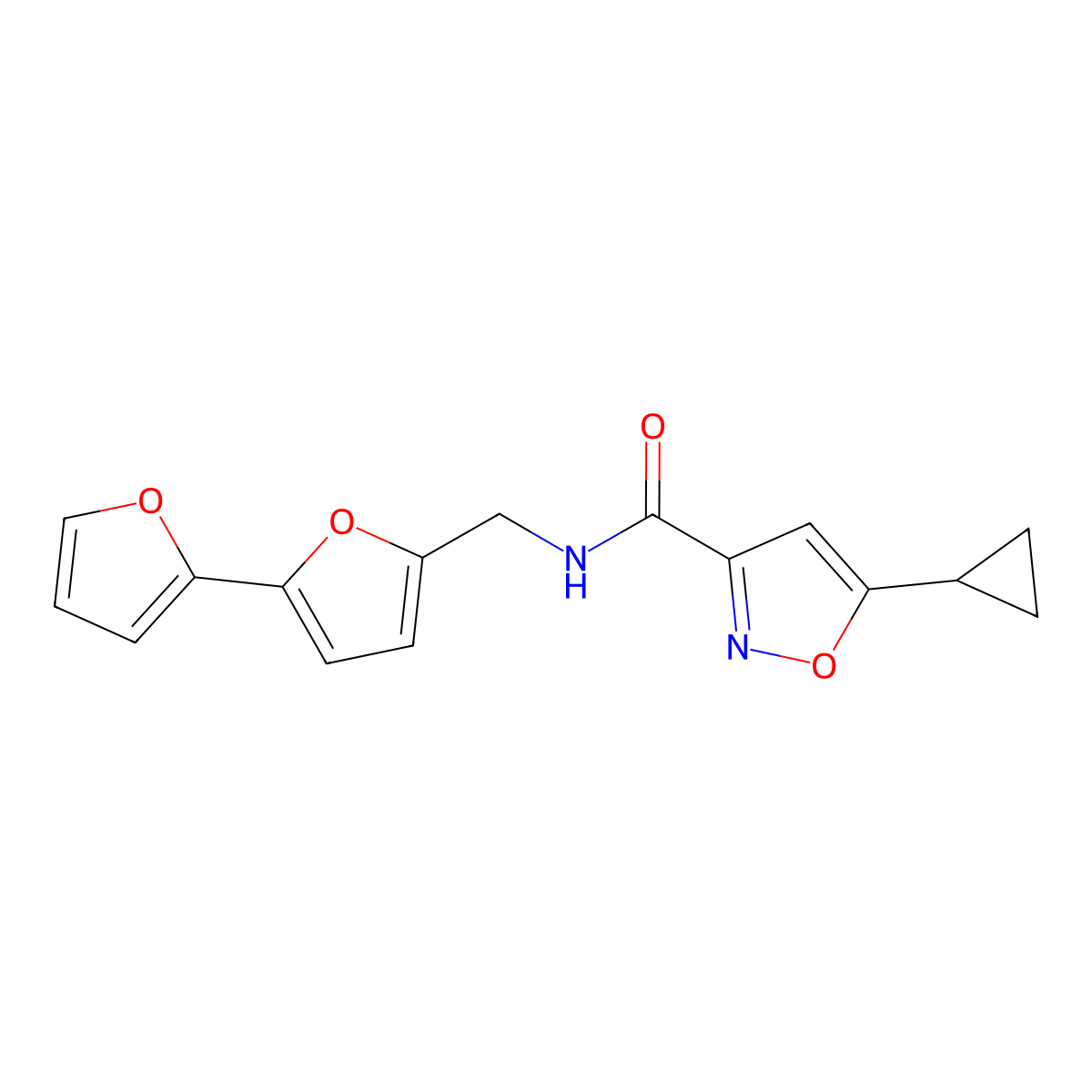 N-({[2,2'-bifuran]-5-yl}methyl)-5-cyclopropyl-1,2-oxazole-3-carboxamide molecular structure, CAS 2097926-62-8