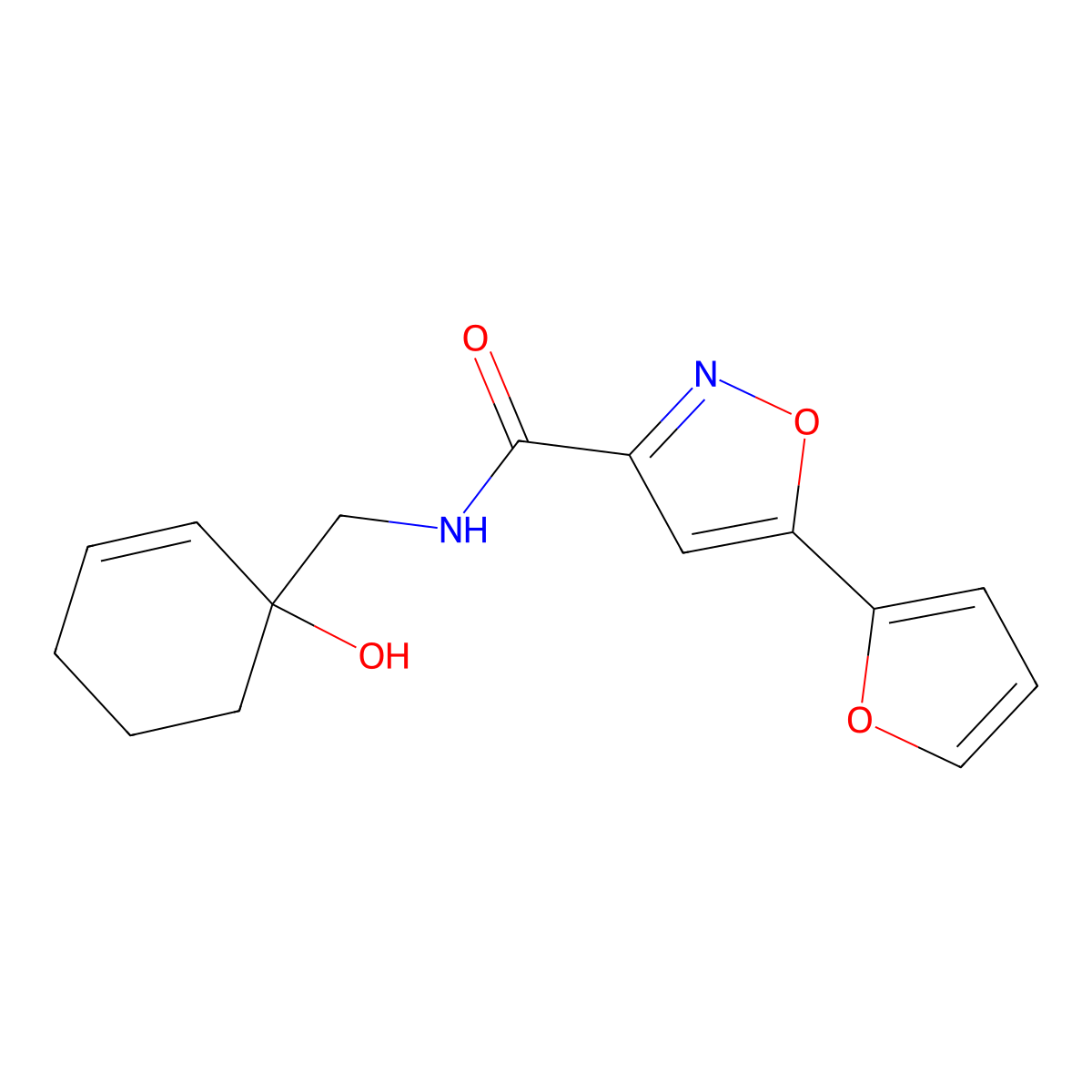 5-(furan-2-yl)-N-[(1-hydroxycyclohex-2-en-1-yl)methyl]-1,2-oxazole-3-carboxamide molecular structure, CAS 2097926-71-9