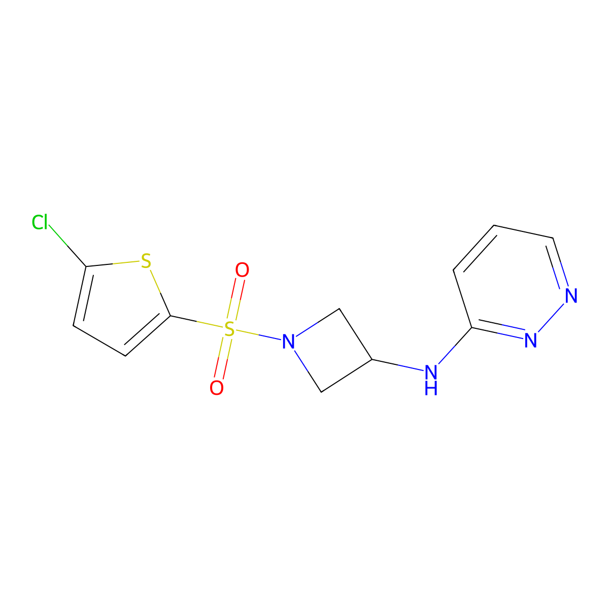 N-{1-[(5-chlorothiophen-2-yl)sulfonyl]azetidin-3-yl}pyridazin-3-amine molecular structure, CAS 2097926-72-0