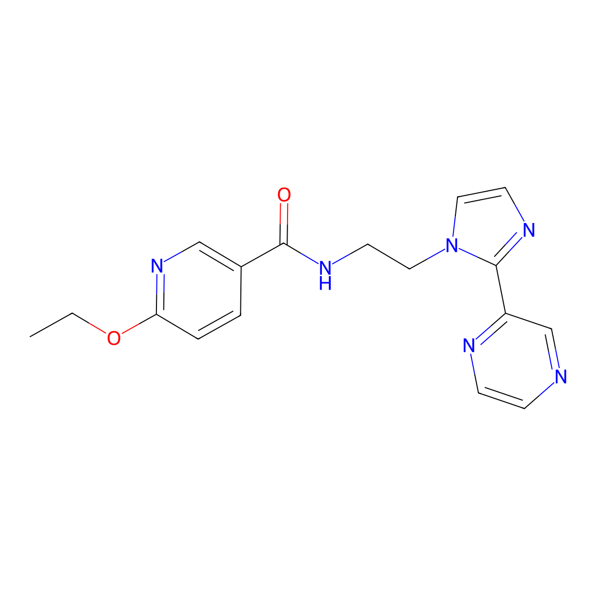 6-ethoxy-N-{2-[2-(pyrazin-2-yl)-1H-imidazol-1-yl]ethyl}pyridine-3-carboxamide molecular structure, CAS 2097926-74-2