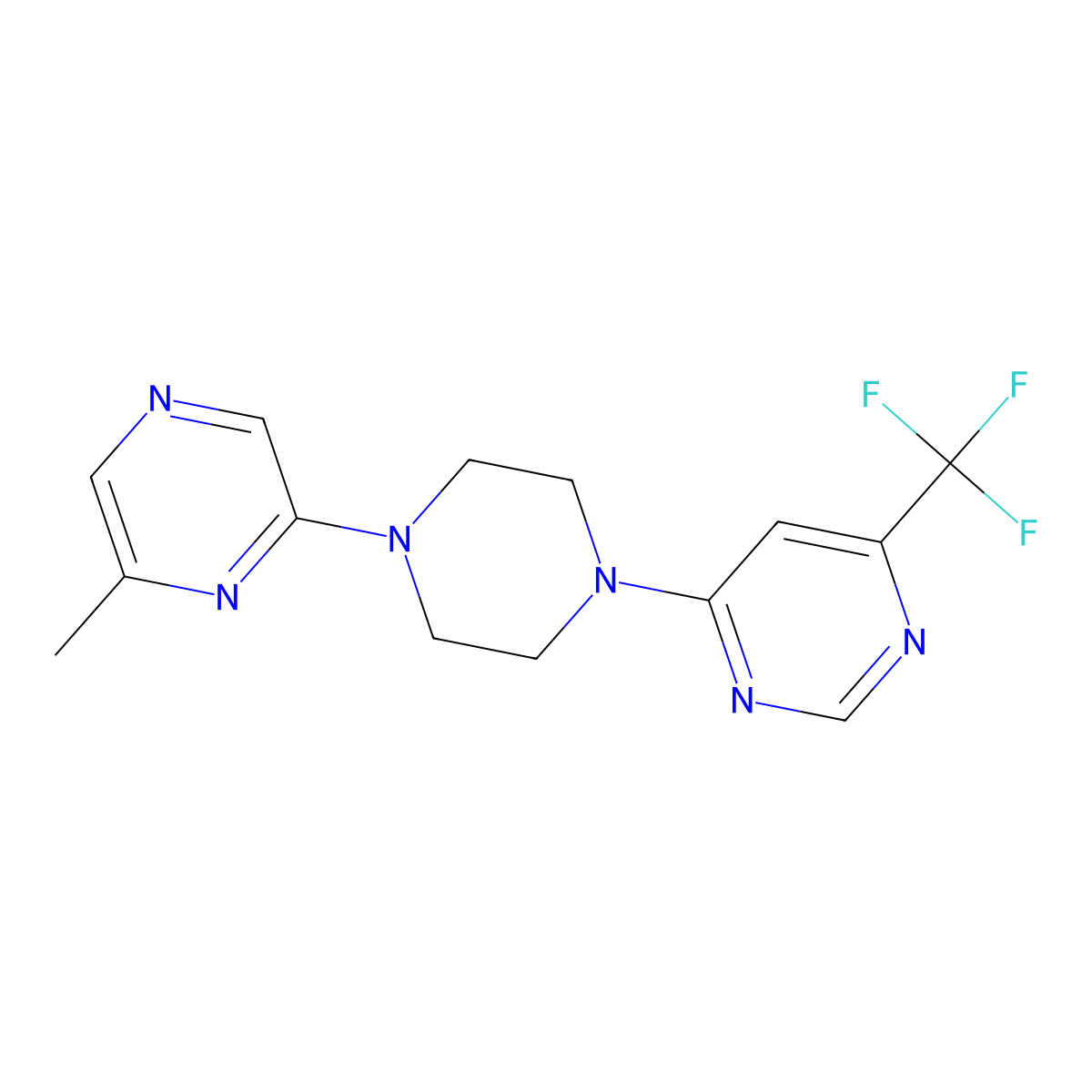 4-[4-(6-Methylpyrazin-2-yl)piperazin-1-yl]-6-(trifluoromethyl)pyrimidine molecular structure, CAS 2097926-82-2