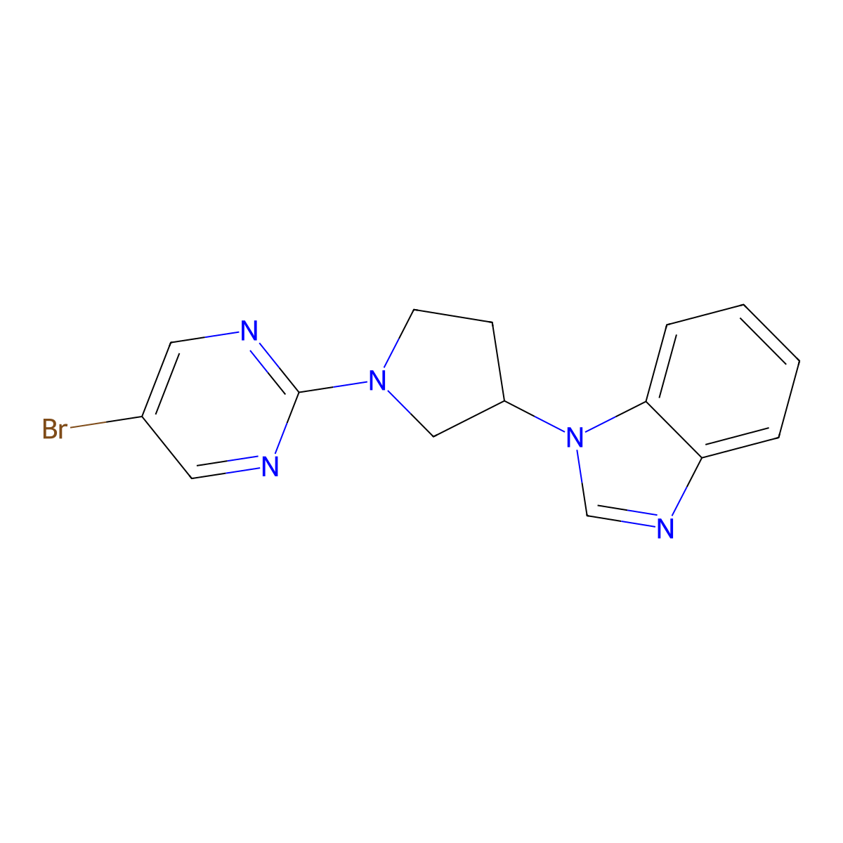 1-[1-(5-bromopyrimidin-2-yl)pyrrolidin-3-yl]-1H-1,3-benzodiazole molecular structure, CAS 2097926-86-6