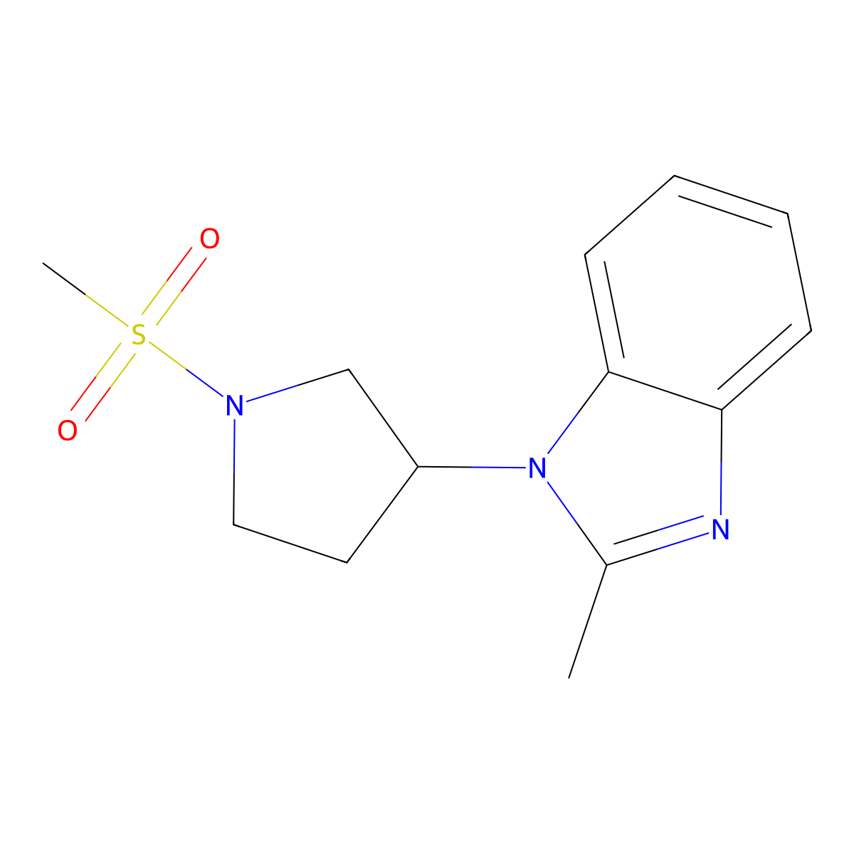 1-(1-methanesulfonylpyrrolidin-3-yl)-2-methyl-1H-1,3-benzodiazole molecular structure, CAS 2097926-88-8