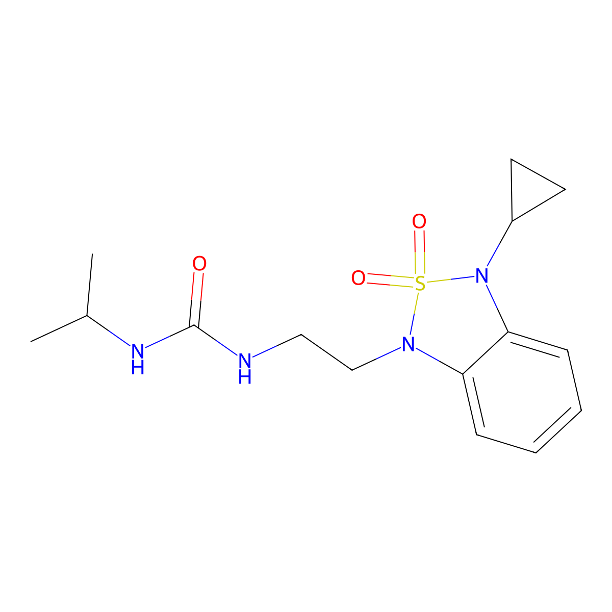 1-[2-(3-Cyclopropyl-2,2-dioxo-1,3-dihydro-2lambda6,1,3-benzothiadiazol-1-yl)ethyl]-3-(propan-2-yl)urea molecular structure, CAS 2097926-91-3