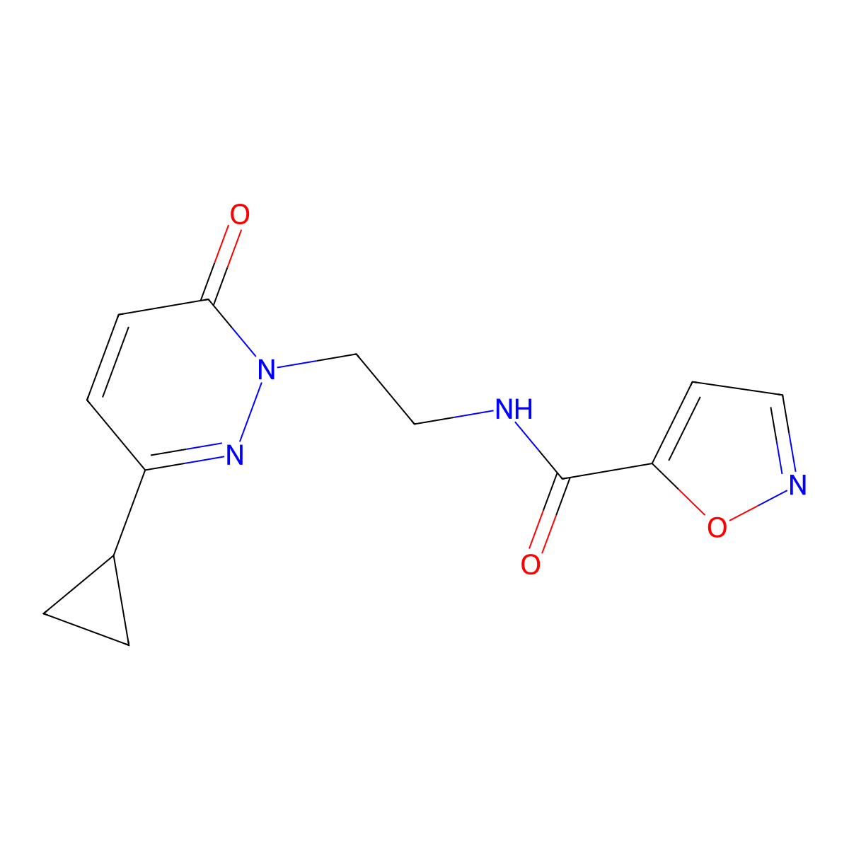 N-(2-(3-cyclopropyl-6-oxopyridazin-1(6H)-yl)ethyl)isoxazole-5-carboxamide molecular structure, CAS 2097926-94-6