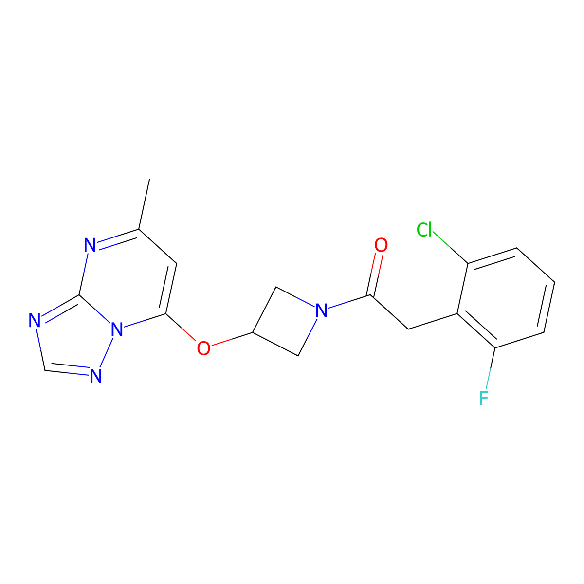 2-(2-Chloro-6-fluorophenyl)-1-[3-({5-methyl-[1,2,4]triazolo[1,5-a]pyrimidin-7-yl}oxy)azetidin-1-yl]ethan-1-one molecular structure, CAS 2097927-03-0
