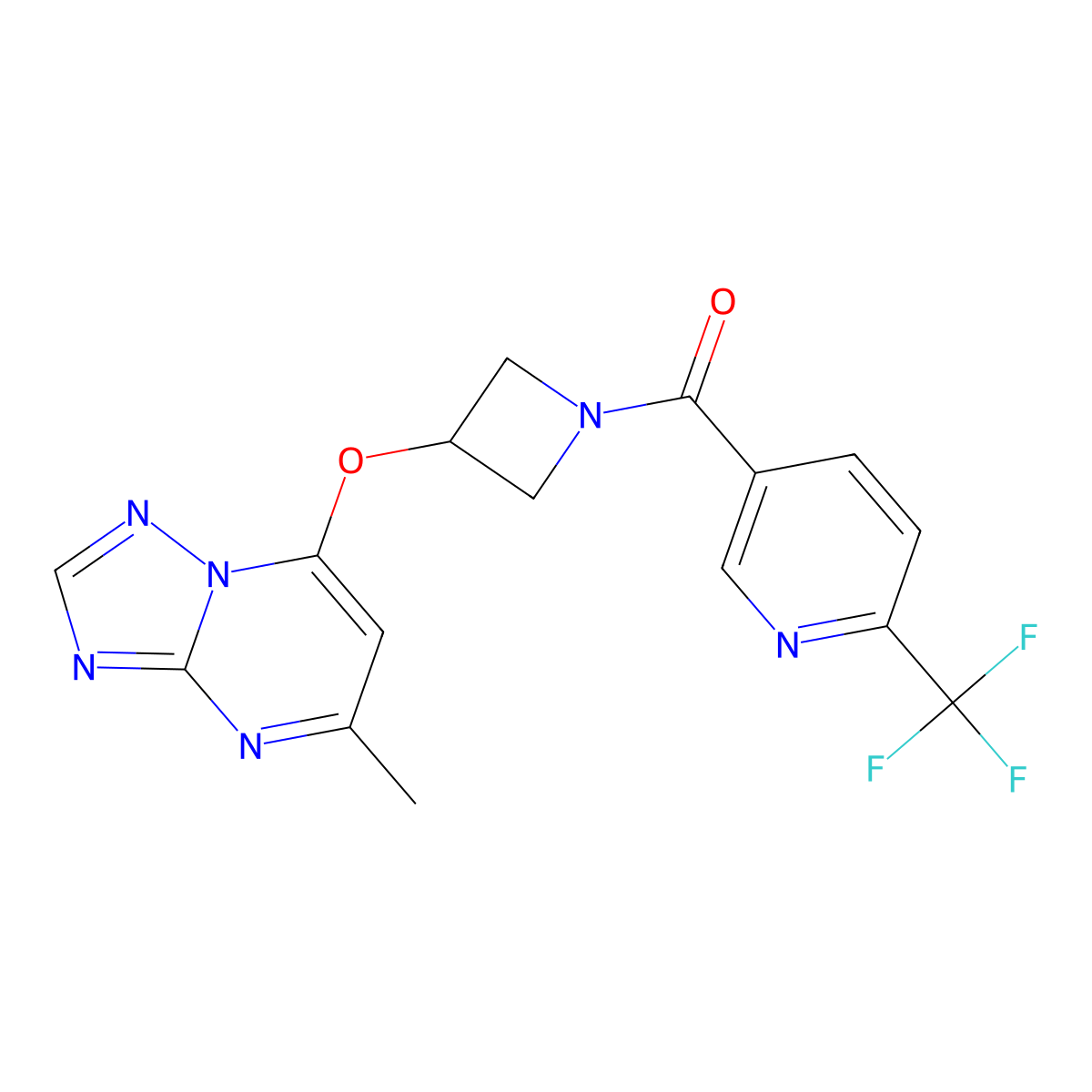 5-[3-({5-Methyl-[1,2,4]triazolo[1,5-a]pyrimidin-7-yl}oxy)azetidine-1-carbonyl]-2-(trifluoromethyl)pyridine molecular structure, CAS 2097927-16-5