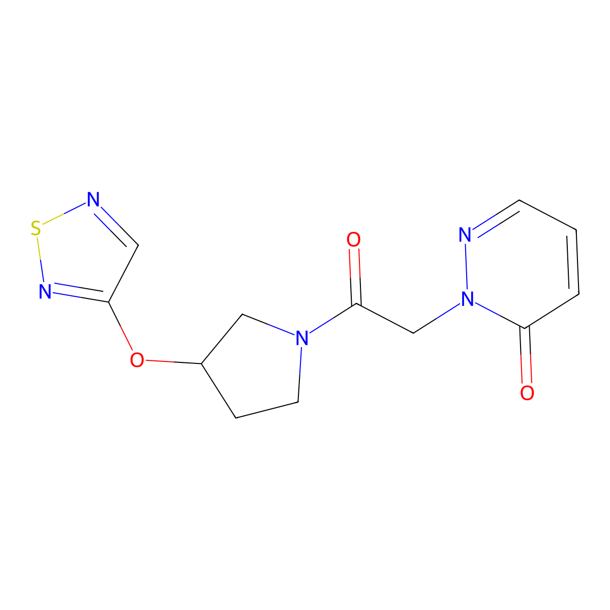 2-(2-(3-((1,2,5-thiadiazol-3-yl)oxy)pyrrolidin-1-yl)-2-oxoethyl)pyridazin-3(2H)-one molecular structure, CAS 2097927-18-7