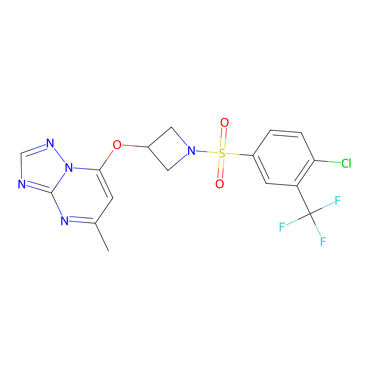 1-[4-Chloro-3-(trifluoromethyl)benzenesulfonyl]-3-({5-methyl-[1,2,4]triazolo[1,5-a]pyrimidin-7-yl}oxy)azetidine molecular structure, CAS 2097927-22-3