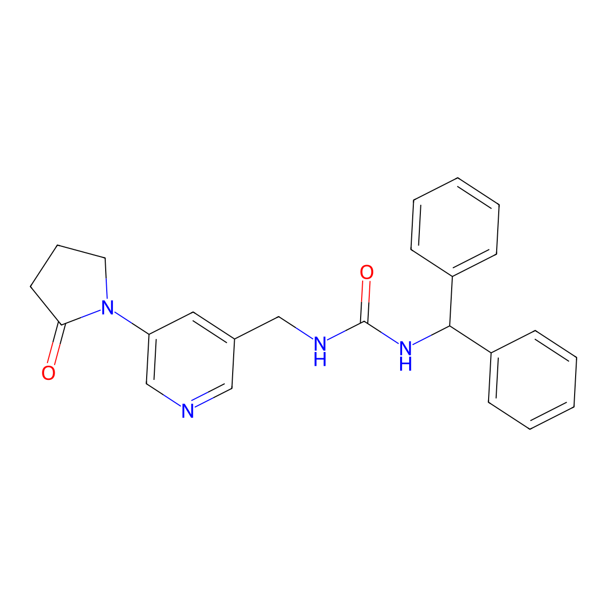 1-(Diphenylmethyl)-3-{[5-(2-oxopyrrolidin-1-yl)pyridin-3-yl]methyl}urea molecular structure, CAS 2097927-30-3