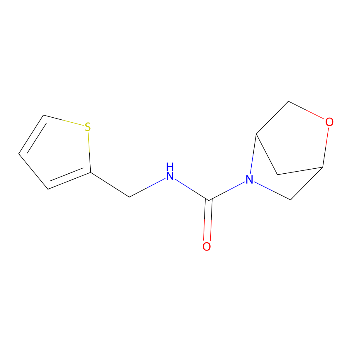 N-(thiophen-2-ylmethyl)-2-oxa-5-azabicyclo[2.2.1]heptane-5-carboxamide molecular structure, CAS 2097927-32-5