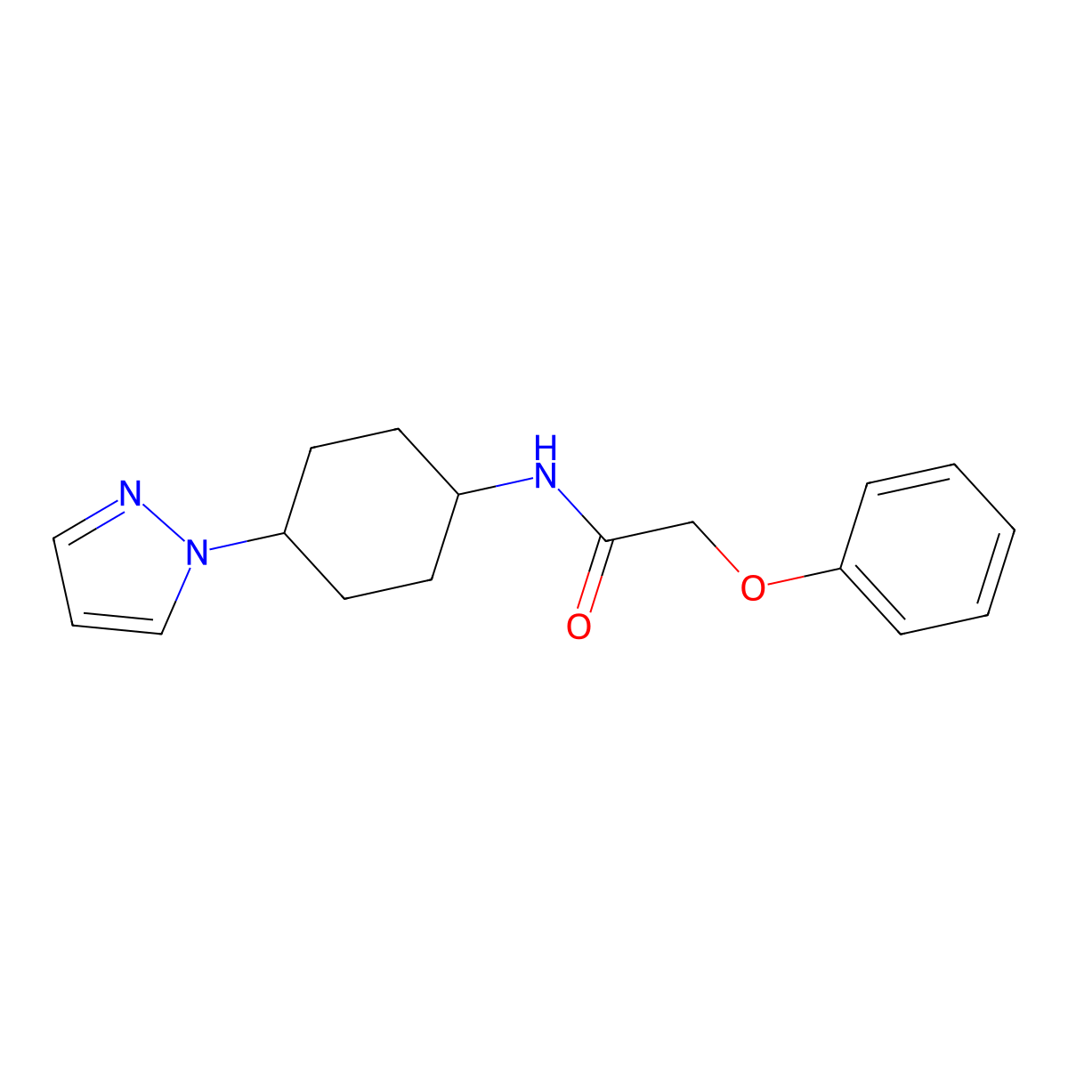 2-phenoxy-N-[4-(1H-pyrazol-1-yl)cyclohexyl]acetamide molecular structure, CAS 2097927-34-7