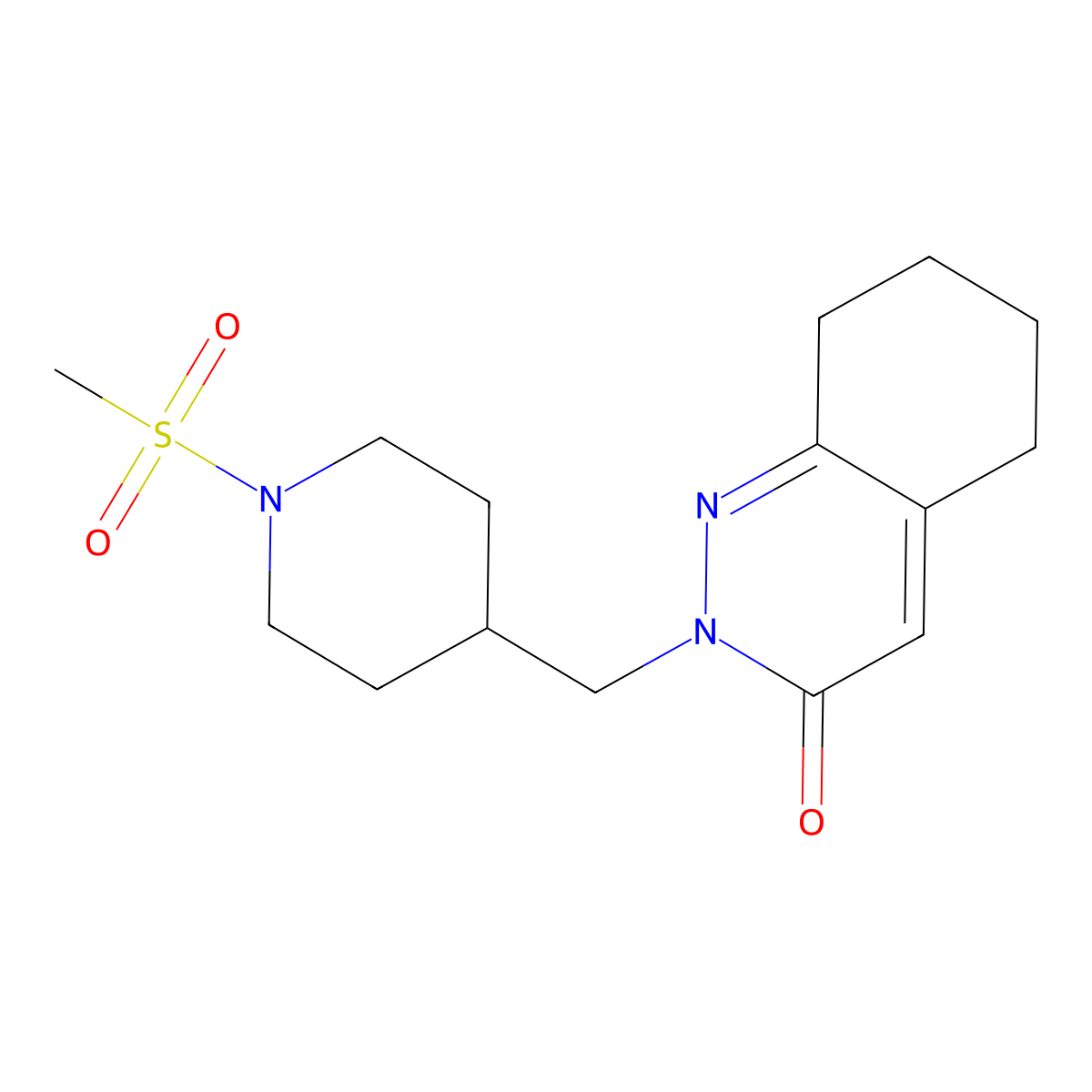 2-[(1-Methanesulfonylpiperidin-4-yl)methyl]-2,3,5,6,7,8-hexahydrocinnolin-3-one molecular structure, CAS 2097927-38-1