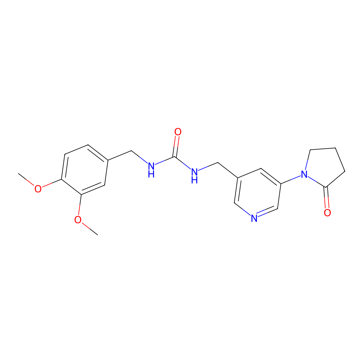 1-[(3,4-Dimethoxyphenyl)methyl]-3-{[5-(2-oxopyrrolidin-1-yl)pyridin-3-yl]methyl}urea molecular structure, CAS 2097927-39-2