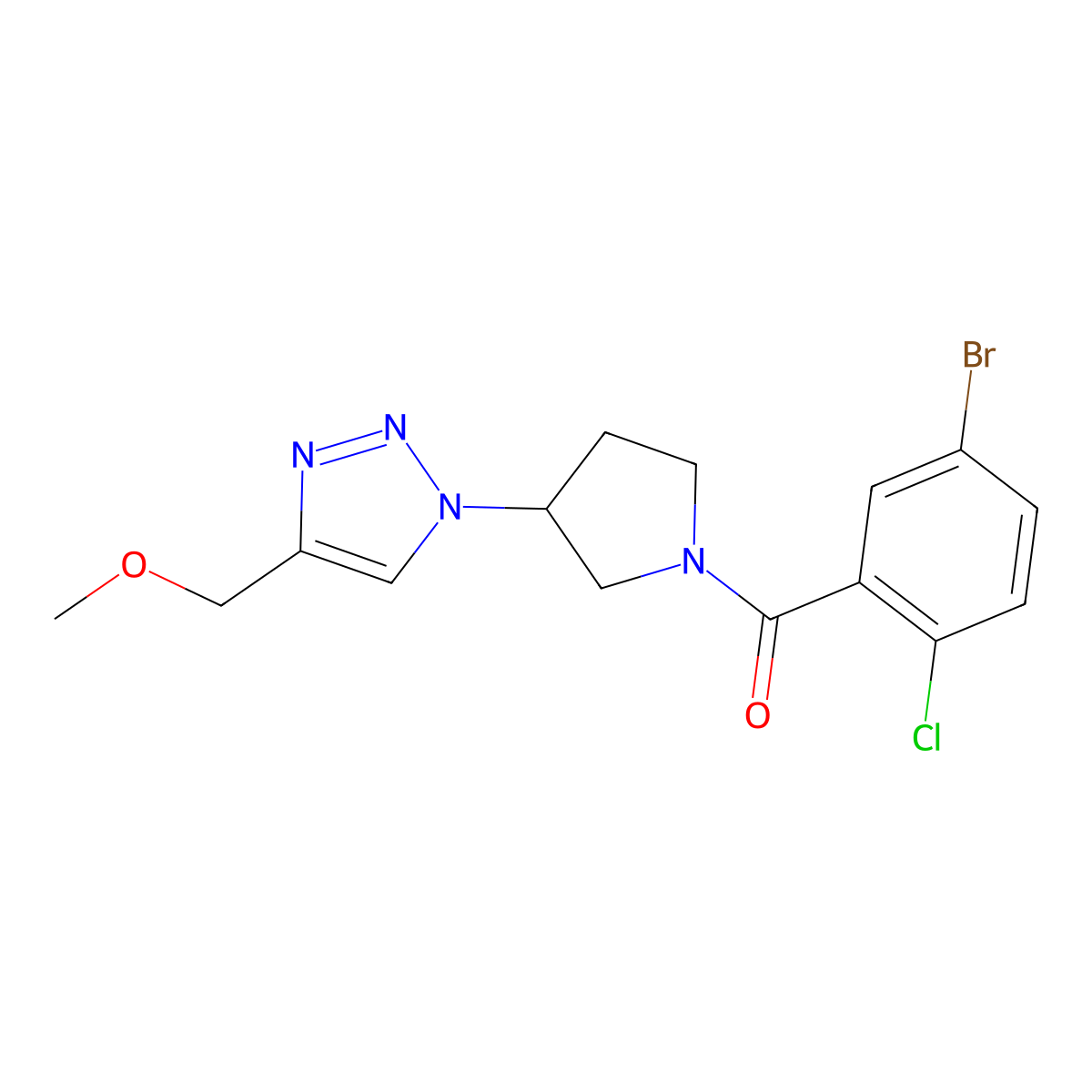 1-[1-(5-bromo-2-chlorobenzoyl)pyrrolidin-3-yl]-4-(methoxymethyl)-1H-1,2,3-triazole molecular structure, CAS 2097927-47-2