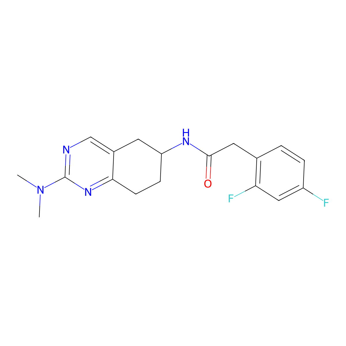 2-(2,4-difluorophenyl)-N-[2-(dimethylamino)-5,6,7,8-tetrahydroquinazolin-6-yl]acetamide molecular structure, CAS 2097927-50-7
