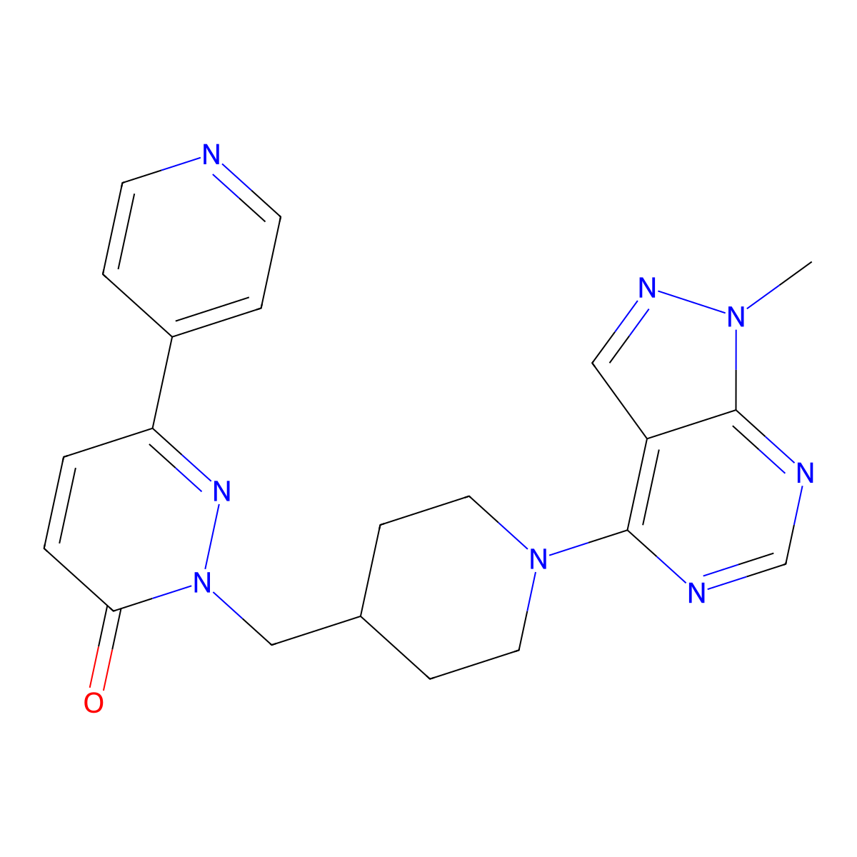 2-[(1-{1-methyl-1H-pyrazolo[3,4-d]pyrimidin-4-yl}piperidin-4-yl)methyl]-6-(pyridin-4-yl)-2,3-dihydropyridazin-3-one molecular structure, CAS 2097927-53-0