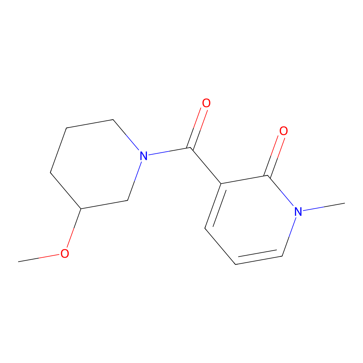 3-(3-Methoxypiperidine-1-carbonyl)-1-methyl-1,2-dihydropyridin-2-one molecular structure, CAS 2097927-56-3