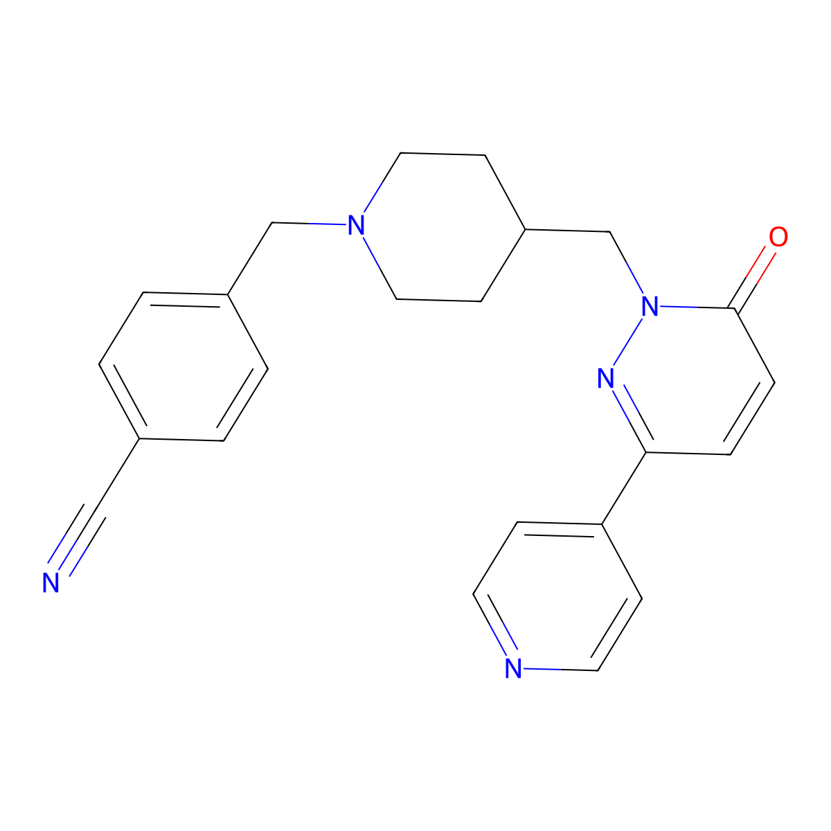4-[(4-{[6-Oxo-3-(pyridin-4-yl)-1,6-dihydropyridazin-1-yl]methyl}piperidin-1-yl)methyl]benzonitrile molecular structure, CAS 2097927-60-9