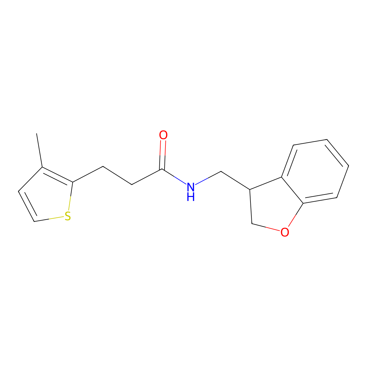 N-[(2,3-dihydro-1-benzofuran-3-yl)methyl]-3-(3-methylthiophen-2-yl)propanamide molecular structure, CAS 2097927-63-2
