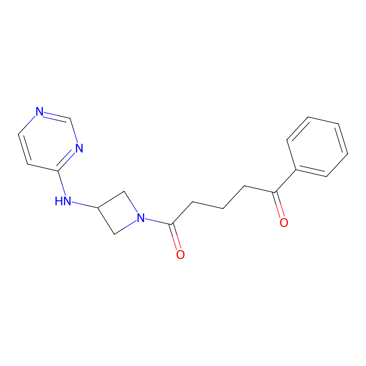 1-Phenyl-5-{3-[(pyrimidin-4-yl)amino]azetidin-1-yl}pentane-1,5-dione molecular structure, CAS 2097927-65-4