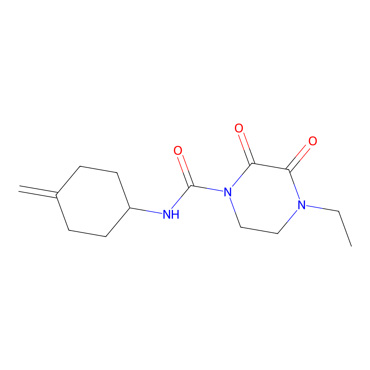 4-ethyl-N-(4-methylidenecyclohexyl)-2,3-dioxopiperazine-1-carboxamide molecular structure, CAS 2097927-67-6