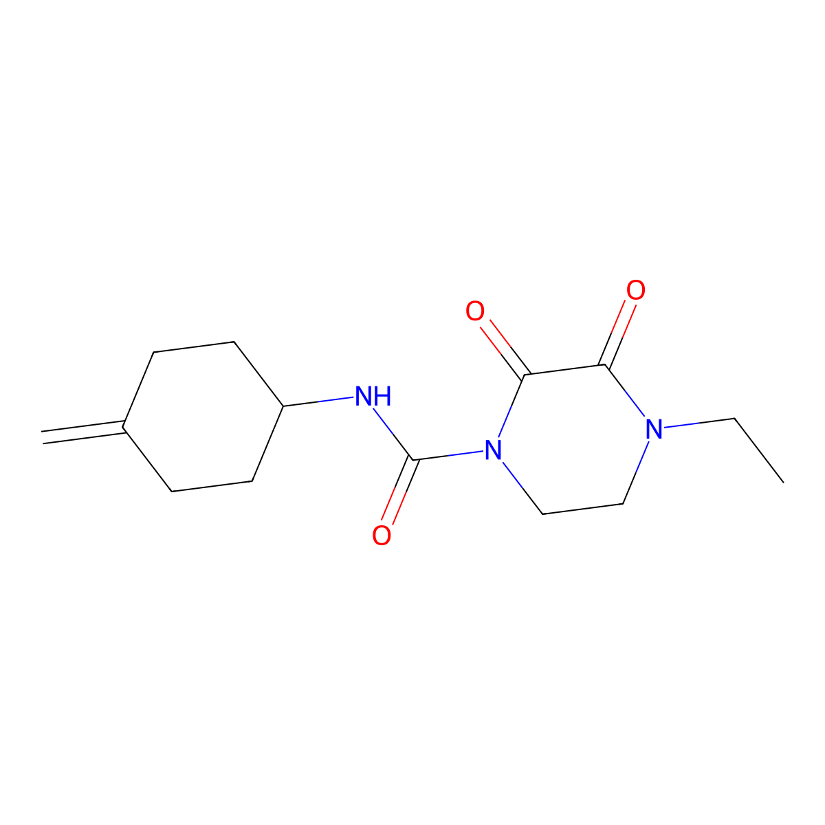 4-ethyl-N-(4-methylidenecyclohexyl)-2,3-dioxopiperazine-1-carboxamide molecular structure, CAS 2097927-67-6