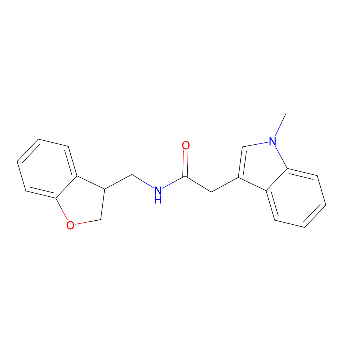 N-[(2,3-dihydro-1-benzofuran-3-yl)methyl]-2-(1-methyl-1H-indol-3-yl)acetamide molecular structure, CAS 2097927-97-2