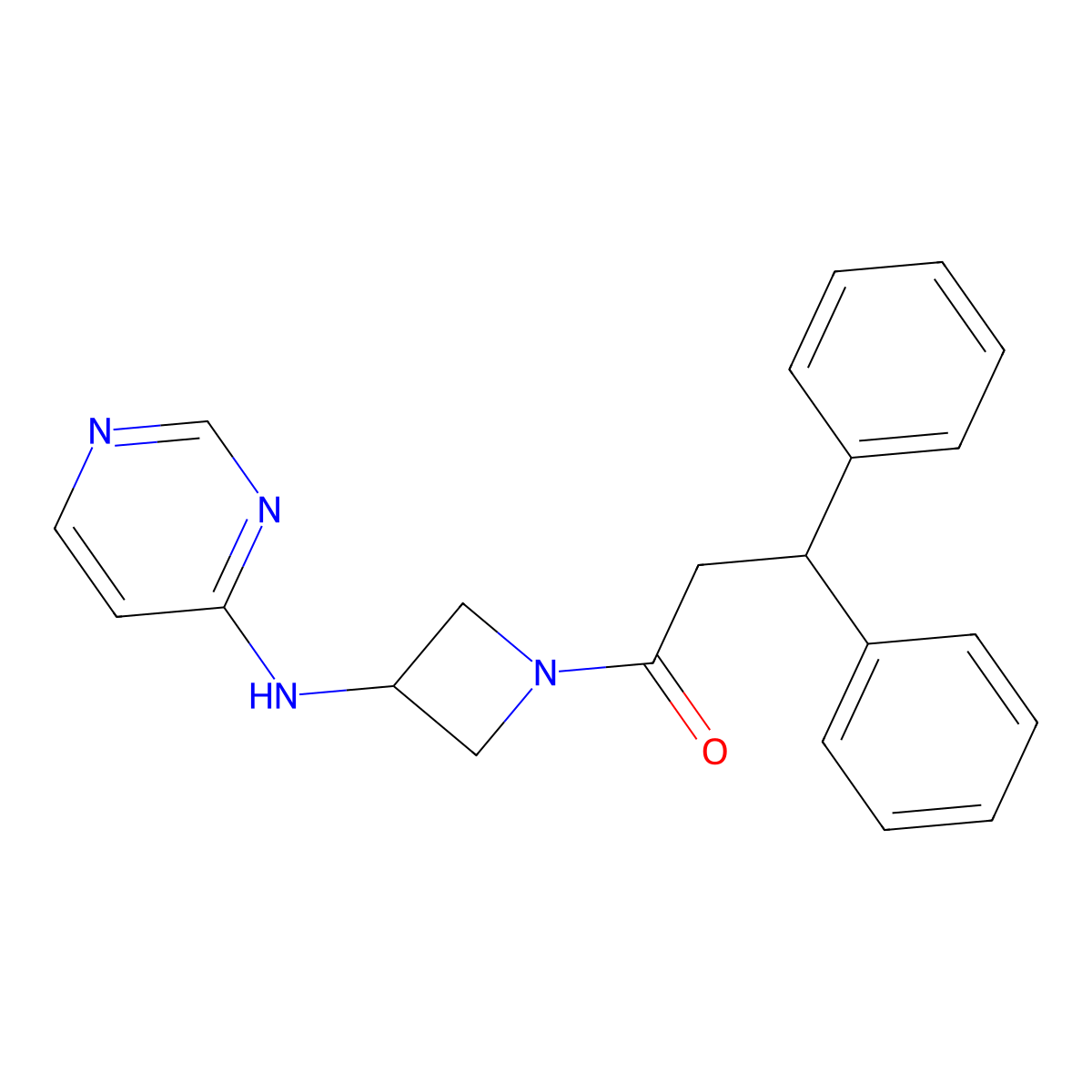 3,3-Diphenyl-1-{3-[(pyrimidin-4-yl)amino]azetidin-1-yl}propan-1-one molecular structure, CAS 2097927-98-3