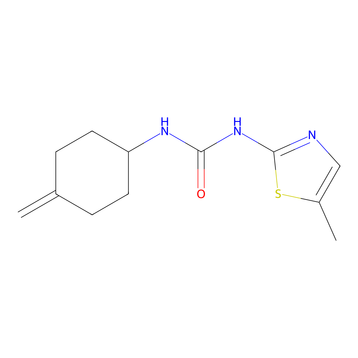 3-(5-Methyl-1,3-thiazol-2-yl)-1-(4-methylidenecyclohexyl)urea molecular structure, CAS 2097928-03-3