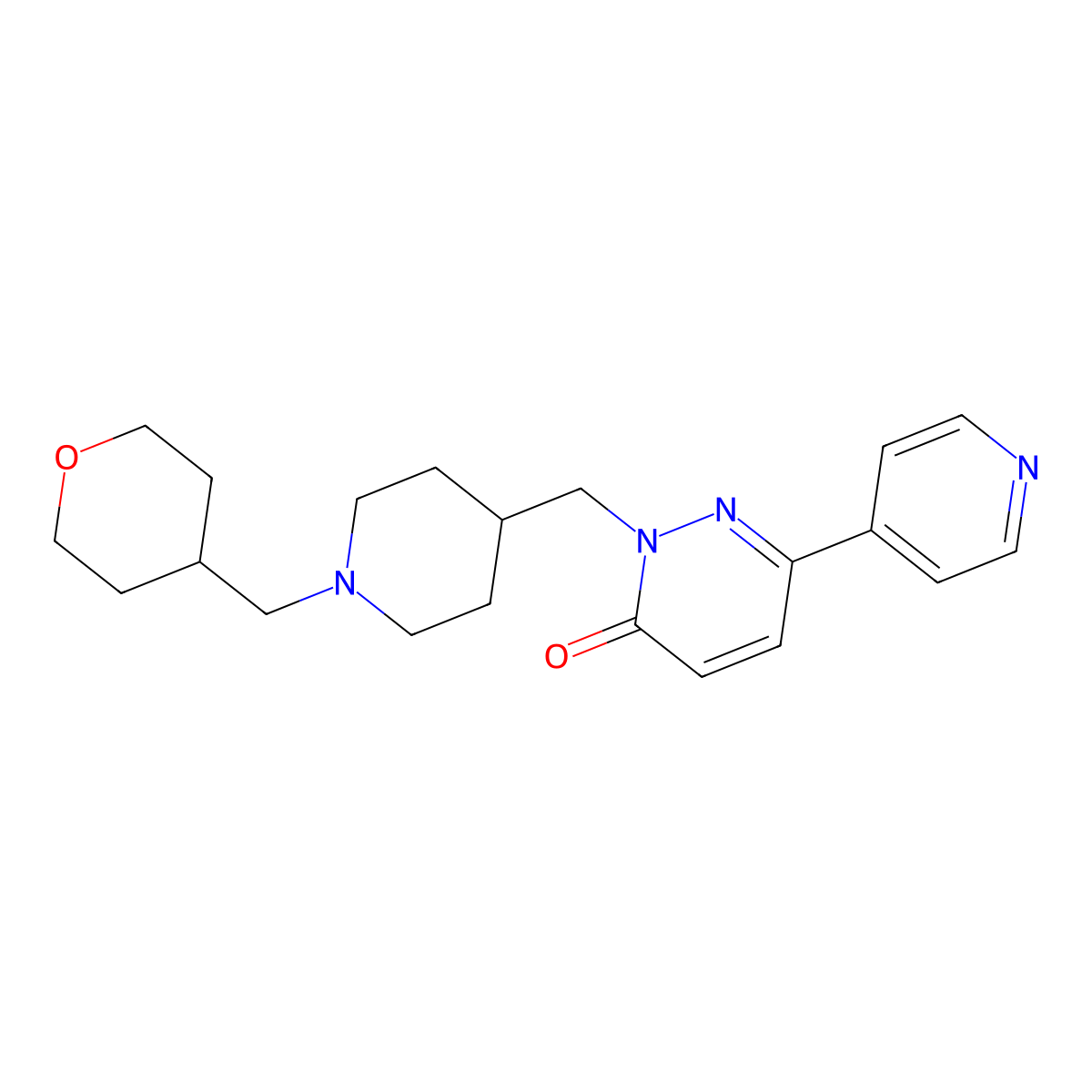 2-({1-[(Oxan-4-yl)methyl]piperidin-4-yl}methyl)-6-(pyridin-4-yl)-2,3-dihydropyridazin-3-one molecular structure, CAS 2097928-07-7