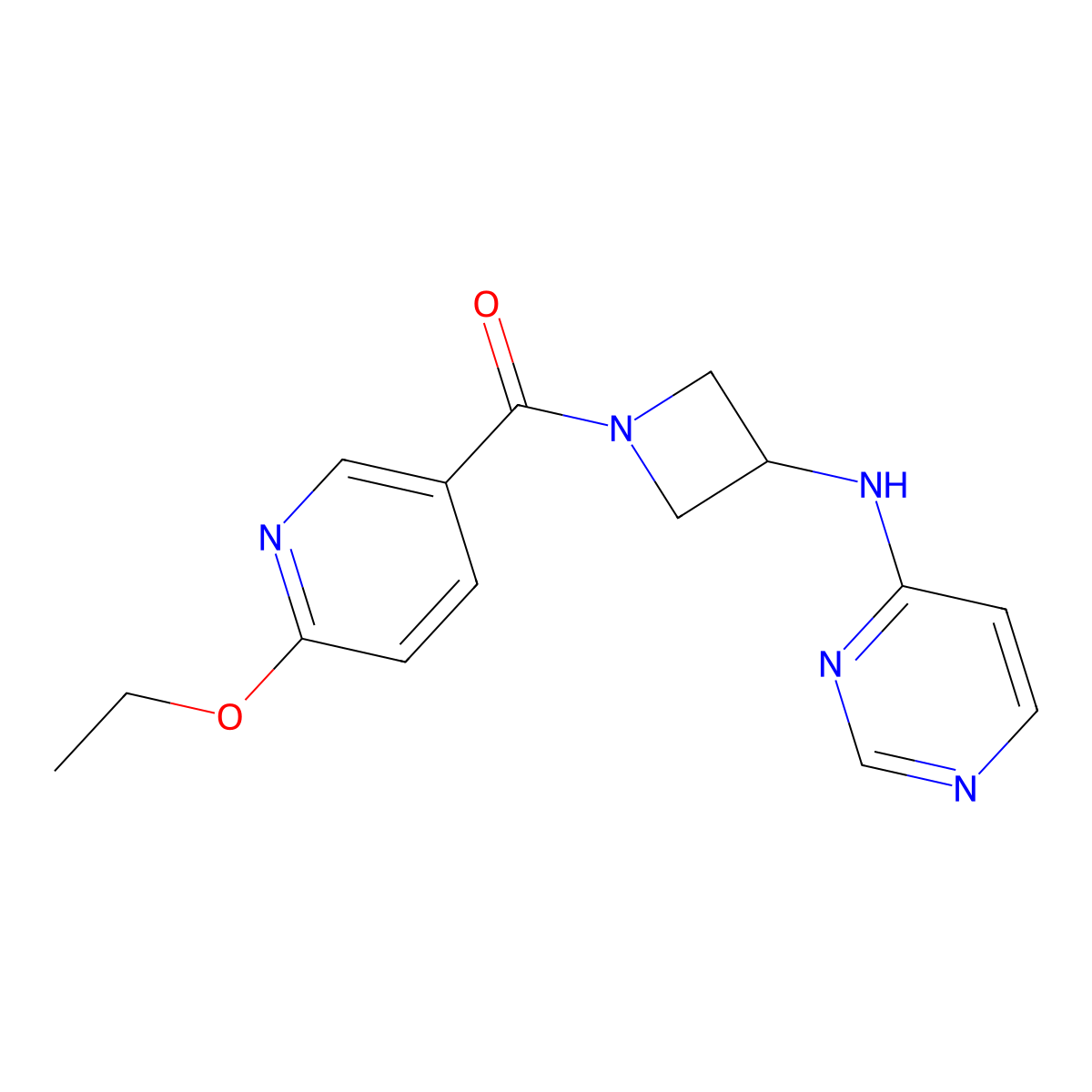 N-[1-(6-ethoxypyridine-3-carbonyl)azetidin-3-yl]pyrimidin-4-amine molecular structure, CAS 2097928-22-6