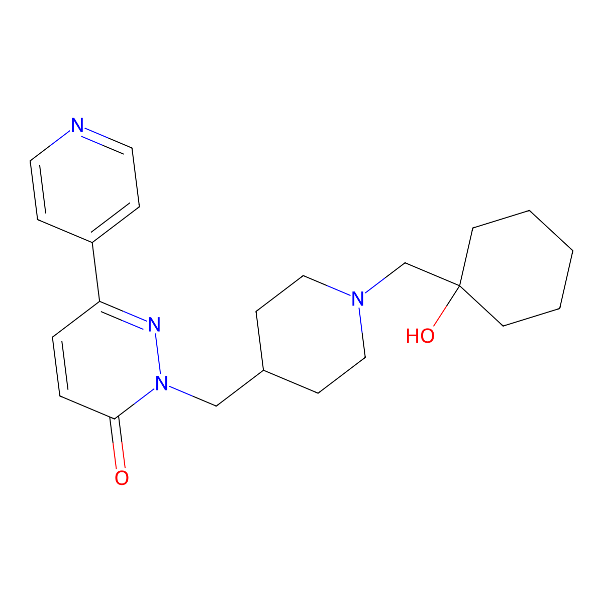 2-({1-[(1-Hydroxycyclohexyl)methyl]piperidin-4-yl}methyl)-6-(pyridin-4-yl)-2,3-dihydropyridazin-3-one molecular structure, CAS 2097928-26-0