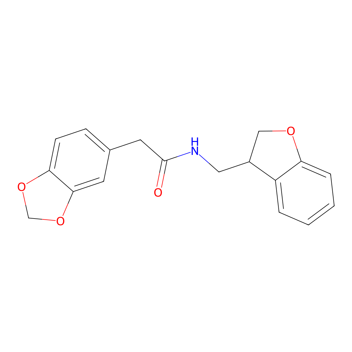 2-(2H-1,3-benzodioxol-5-yl)-N-[(2,3-dihydro-1-benzofuran-3-yl)methyl]acetamide molecular structure, CAS 2097928-30-6