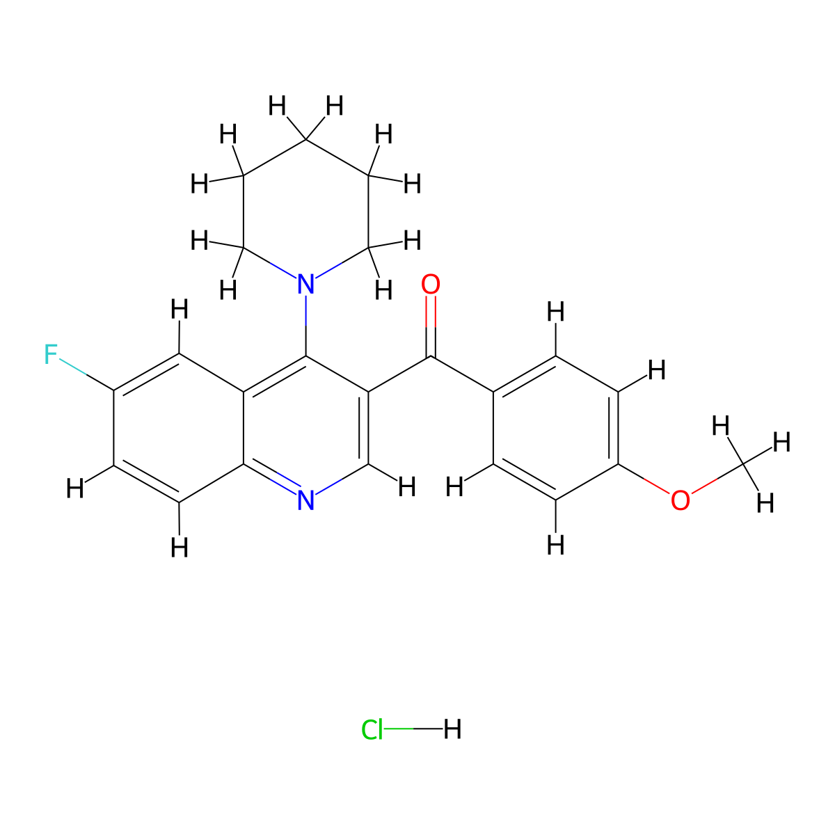 6-Fluoro-3-(4-methoxybenzoyl)-4-(piperidin-1-yl)quinoline hydrochloride molecular structure, CAS 2097928-32-8