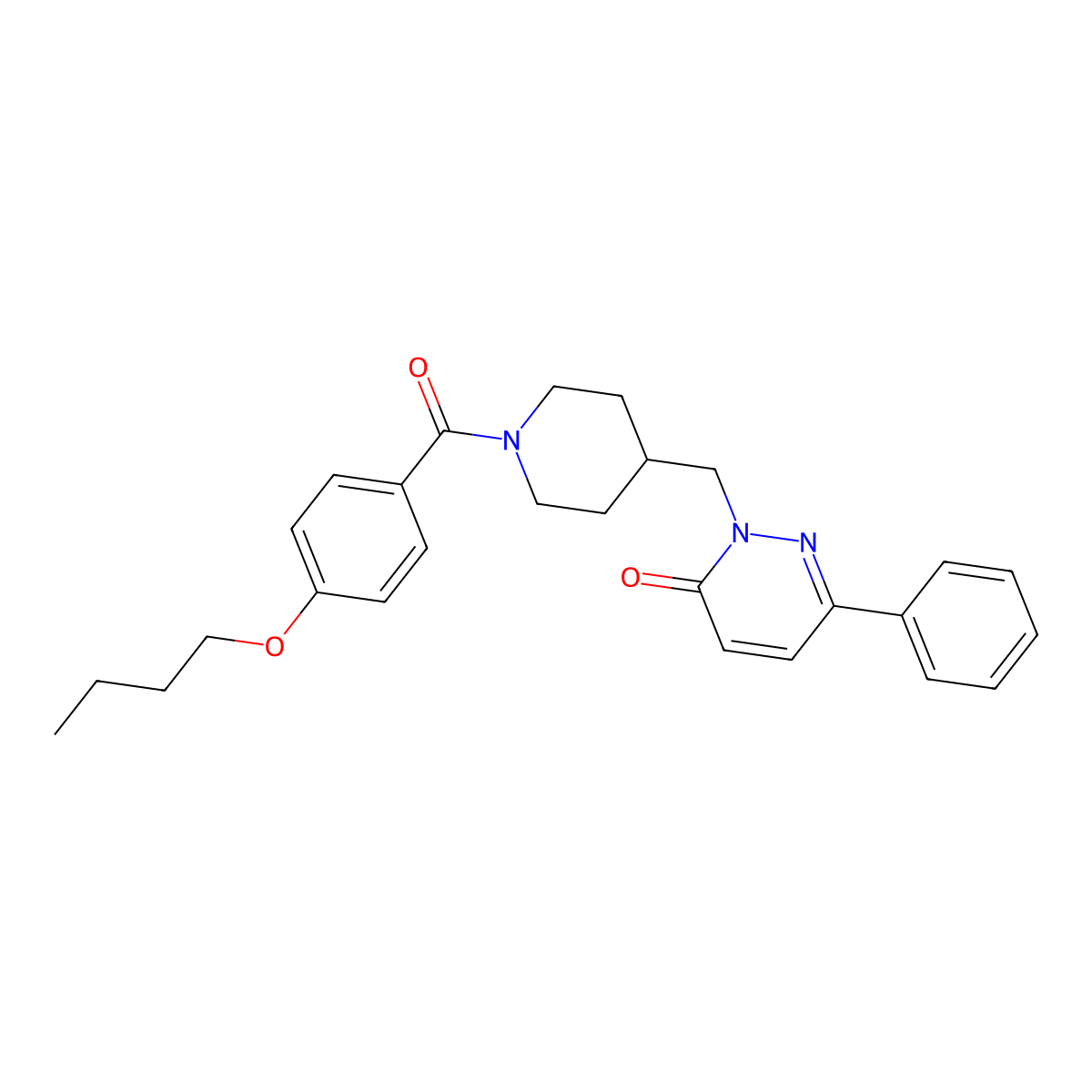 2-{[1-(4-Butoxybenzoyl)piperidin-4-yl]methyl}-6-phenyl-2,3-dihydropyridazin-3-one molecular structure, CAS 2097928-34-0