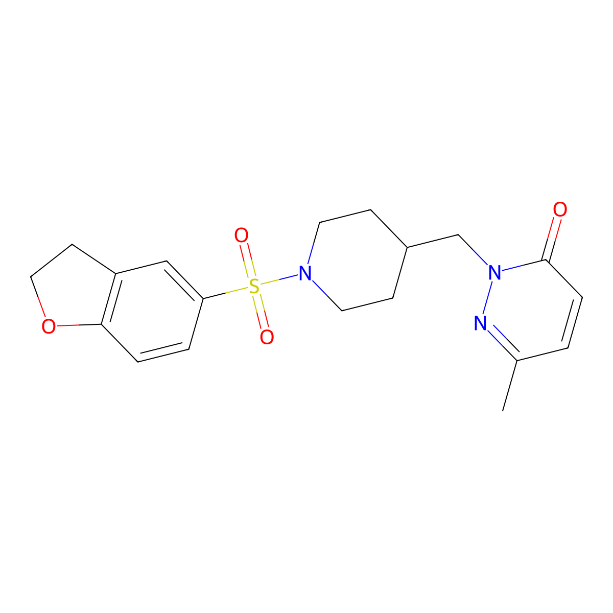 2-{[1-(2,3-Dihydro-1-benzofuran-5-sulfonyl)piperidin-4-yl]methyl}-6-methyl-2,3-dihydropyridazin-3-one molecular structure, CAS 2097928-39-5
