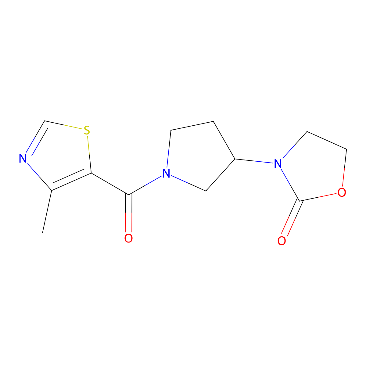 3-[1-(4-Methyl-1,3-thiazole-5-carbonyl)pyrrolidin-3-yl]-1,3-oxazolidin-2-one molecular structure, CAS 2097928-45-3
