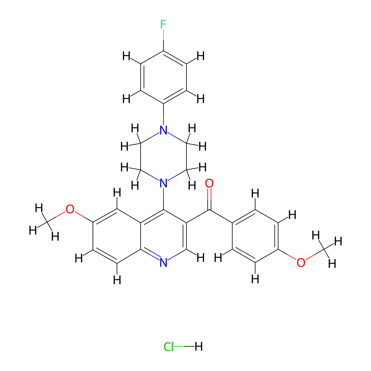 4-[4-(4-Fluorophenyl)piperazin-1-yl]-6-methoxy-3-(4-methoxybenzoyl)quinoline hydrochloride molecular structure, CAS 2097928-65-7