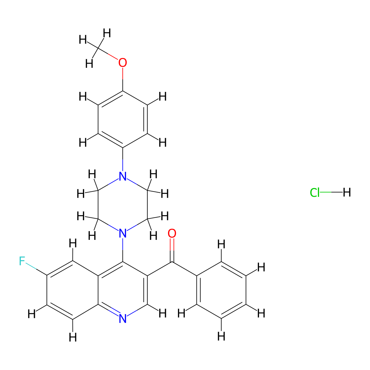 3-Benzoyl-6-fluoro-4-[4-(4-methoxyphenyl)piperazin-1-yl]quinoline hydrochloride molecular structure, CAS 2097928-68-0