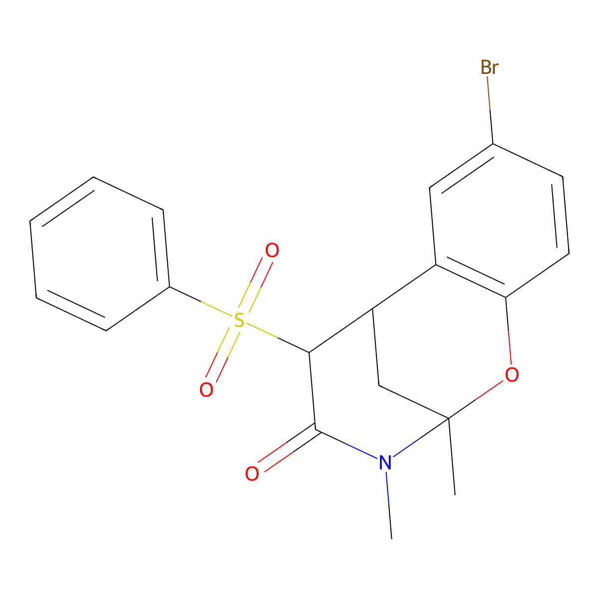 12-(Benzenesulfonyl)-4-bromo-9,10-dimethyl-8-oxa-10-azatricyclo[7.3.1.0^{2,7}]trideca-2,4,6-trien-11-one molecular structure, CAS 2097928-78-2