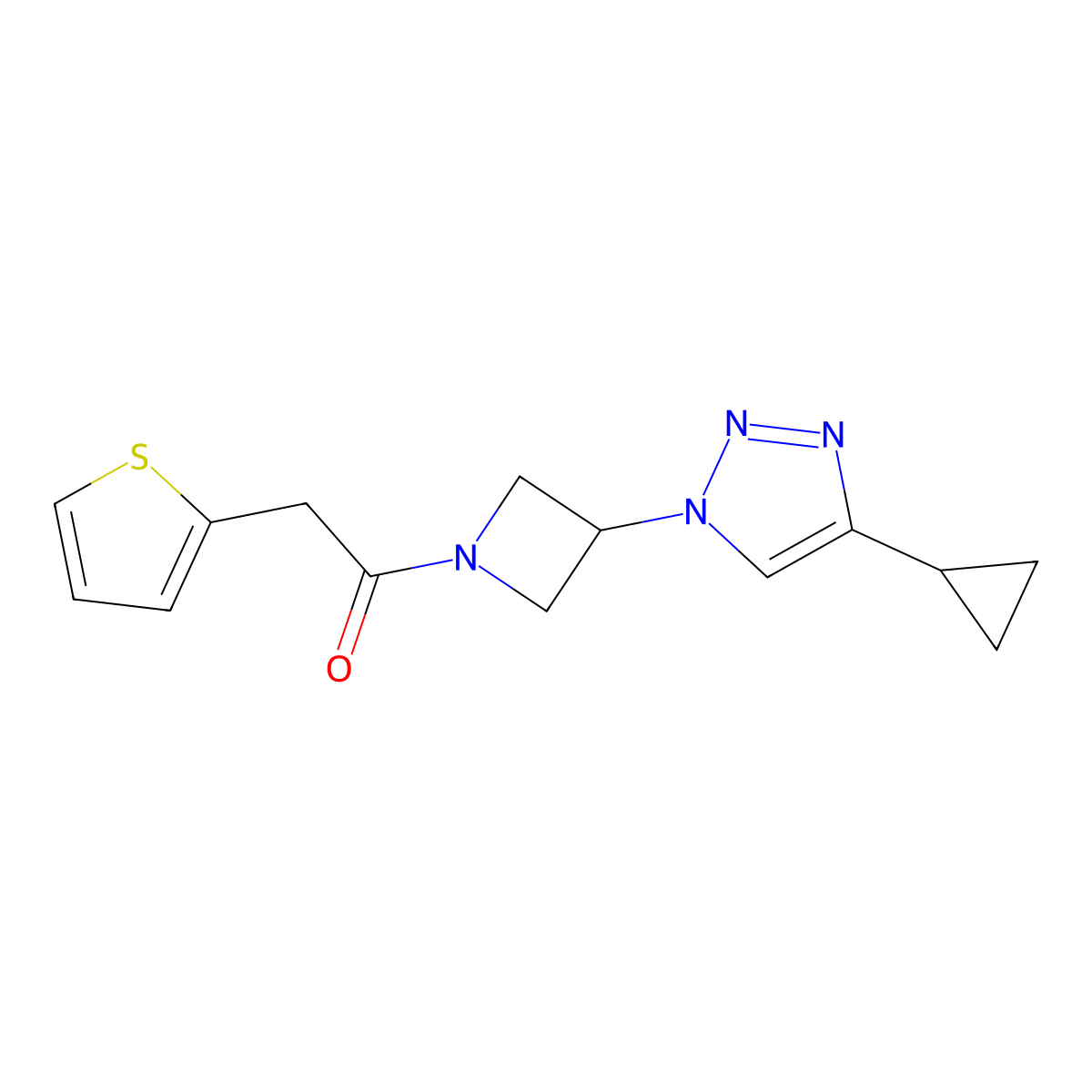 1-(3-(4-cyclopropyl-1H-1,2,3-triazol-1-yl)azetidin-1-yl)-2-(thiophen-2-yl)ethanone molecular structure, CAS 2097928-88-4